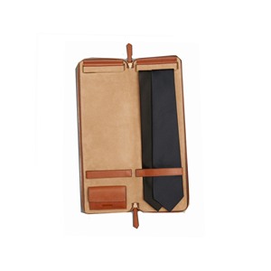 High Quality PU Leather Travel <b>Tie</b> Case Travel <b>Tie</b> Case <b>Brown</b> Color Zip Closure <b>Tie</b> Case - Product Image 1