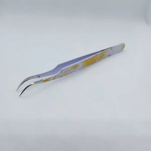 Pince à cils en acier inoxydable avec logo personnalisé de la meilleure qualité Extensions de cils en fibre haute performance Bonder Volume Type d'embout - Product Image 2