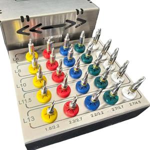 Juego de 25 Piezas de Fresas Cónicas para Implantes Dentales, Recubiertas de Negro, con Tope, para Osteodensificación Dental - Product Image 1