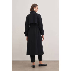 Manteau trench en laine vintage pour femme, à double boutonnage, avec garniture en fourrure - Product Image 5