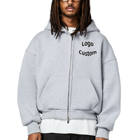 Sudadera con capucha holgada de alta calidad, fabricante de ropa de gran tamaño de algodón, sudaderas con capucha personalizadas con cremallera recortada de peso pesado para hombres