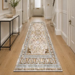 <b>RUGS</b> DEPOT LXDP-0301 Wholesale Terracotta Gold Vintage Oriental Digital Printed Machine Washable Chenille Area <b>Rug</b> <b>Non</b> <b>Slip</b> - Product Image 5