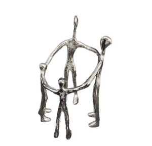 Nouvelle Sortie : Sculpture de Famille en Aluminium Poli sur Socle, Décoration de Table pour la Maison et le Bureau, Élégante Décoration Familiale - Product Image 1