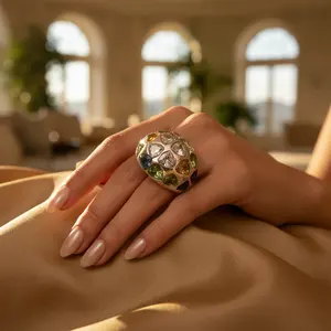 Women's Silver Trillion Cut Gemstone Ring Elegant <b>Fine</b> <b>Brooches</b> Jewelry - Product Image 3