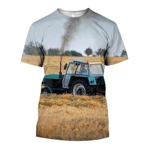 3D tracteur impression hommes t-shirt été tendance agriculteur uniforme mode surdimensionné T-shirt loisirs col rond hauts 2025 - Product Image 5