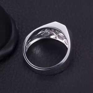 Anillo de bodas de oro blanco de 14K para hombre, joyería Vintage elegante y lujosa de alta calidad con diamante de moissanita de corte hexagonal a la moda - Product Image 4