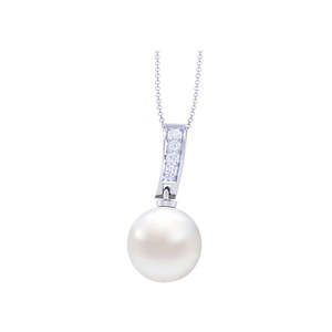 Collar con Colgante de Perla Clásico de Plata de Ley 92.5 Clara, Diseño Geométrico de Bola, Chapado en Rodio, con Circonita, Regalo para Mujeres y Niñas - Product Image 1