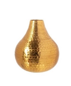 Florero decorativo de metal martillado de bronce dorado pulido de estilo personalizado, jarrones de boda de piso alto, diseño moderno - Product Image 2