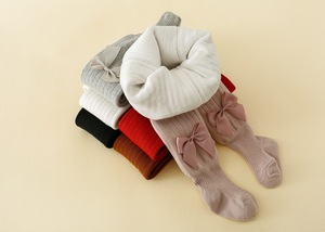 Invierno Super grueso cálido terciopelo felpa peludo esponjoso niños medias algodón lindos lazos Color sólido térmico bebé niños pantimedias - Product Image 5