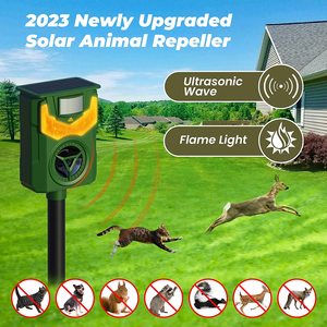 Répulsif solaire pour animaux Dissuasion à ultrasons pour chat Dissuasion de martre Jusqu'à 8m de portée Capteur de mouvement 13.5 à 45kHz <span class=keywords><strong>Chien</strong></span> Oiseau Renard <span class=keywords><strong>Rat</strong></span> - Product Image 2