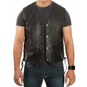 Chaleco de Cuero Genuino para Hombre, Diseño Moderno, Transpirable, Ecológico, de Secado Rápido, Estilo Vaquero Vintage, Ropa de Abrigo Informal para Invierno - Product Image 3