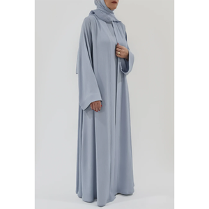 En stock robe abaya élégante feuille de palmier gris poussière pour femmes 2025 motifs avec paillettes perlées robe maxi de prière pour les musulmans d'hiver - Product Image 4
