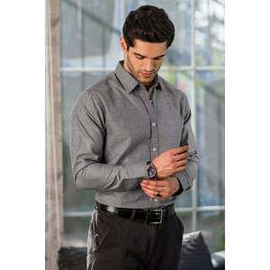 Chemises décontractées pour hommes PILIS, 100% coton, tissu popeline respirant, col montant, coupe classique pour le printemps et l'automne - Product Image 2