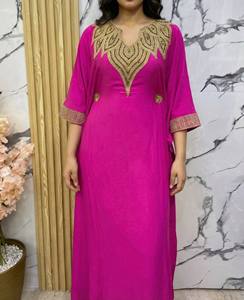 Gandoura africaine en rayonne brodée papillon, Abaya à manches longues, coupe ample, Kaftan pour femme, vêtement de tous les jours pour adultes - Product Image 3
