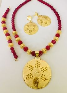 Ensemble de bijoux vintage plaqué or 24 carats, style Dubaï, collier, boucles d'oreilles, bracelets, peignes, broches, imitation cuivre, ensembles de bijoux classiques - Product Image 5