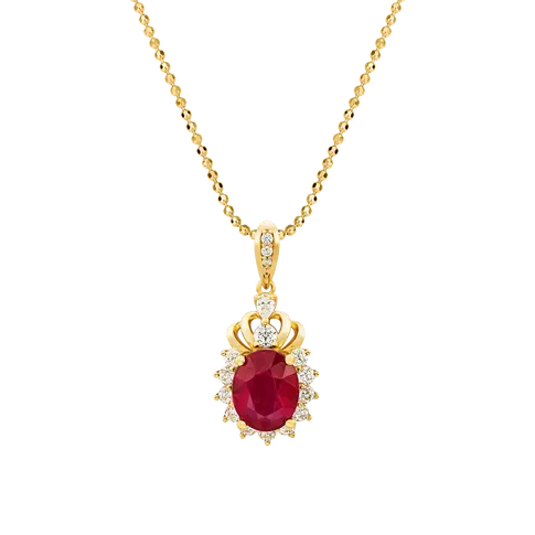 Wholesale fine jewelry necklaces set 18K yellow gold chain necklace matching pendant and high-quality Ruby gemstone for woman