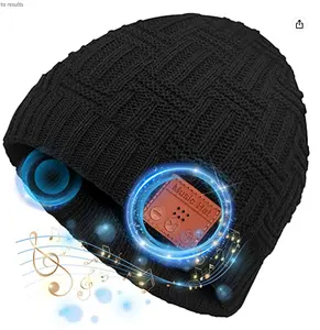 Новинка 2022, стирающаяся теплая зимняя спортивная вязаная шапка унисекс с логотипом на заказ, вязаные шапки с беспроводными Bluetooth-наушниками 5,0, облегающие шапки