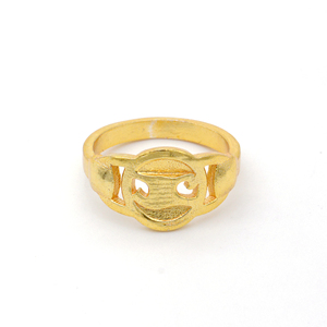 Anillo de latón con diseño de cara sonriente, chapado en oro de 18k, moderno, al por mayor, para mujer - Product Image 1