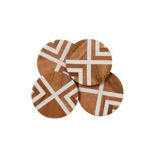 Posavasos de madera de estilo rústico moderno hechos a mano, posavasos reutilizables con incrustaciones blancas para decoración del hogar, Bar, mesa de centro - Product Image 3