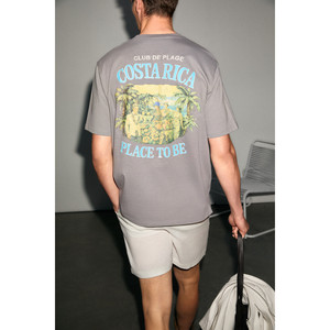 GRIMELANGE FARID เสื้อยืดคอกลมพิมพ์ลายผ้าฝ้ายออร์แกนิก 100% สำหรับผู้ชาย - Product Image 1