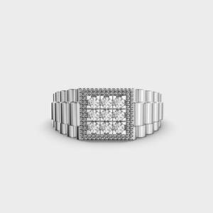 Luxueux Chunky Band Lab Grown Diamond Ring Cadeau pour hommes Bague de fiançailles en or jaune Bijoux fantaisie Bague du père - Product Image 5
