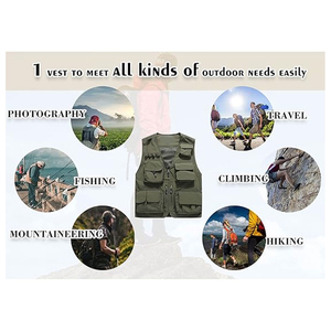 Veste gilet en laine d'hiver pratique pour hommes, vêtements de travail d'extérieur sans manches personnalisés avec rembourrage en coton uni multi-poches pour la pêche - Product Image 5