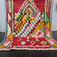 Tapis tribal berbère marocain authentique fait à la main Azilal Boujaad tapis multicolore Patchwork Design tapis de chambre à coucher de style bohème