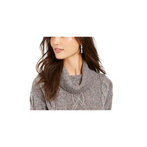 Maglione da Donna Charter Club Taglia X-Large con Collo ad Anello, Lavorazione a Trecce e Glitter, Traspirante, Stile Casual per Autunno e Inverno, Grigio - Product Image 2