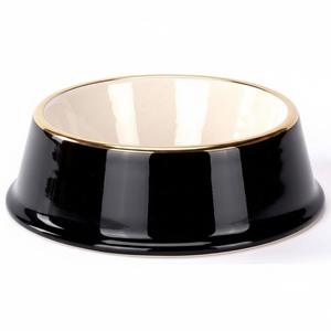 Gamelle pour chien et chat en mélamine avec coque extérieure noire et blanche moderne et bol intérieur amovible en acier inoxydable - Product Image 3