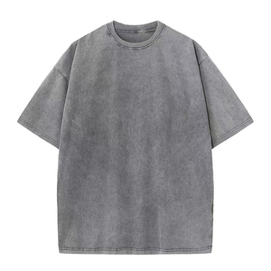 Camiseta Vintage personalizada de alta calidad para hombre 100% algodón y poliéster lavado ácido 250Gsm diseño en blanco de peso pesado - Product Image 5