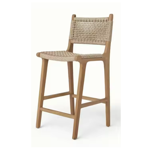 Elegante taburete de bar de madera con respaldo alto y asiento de tela acolchada perfecto para el hogar Bar y la Isla de la cocina - Product Image 1