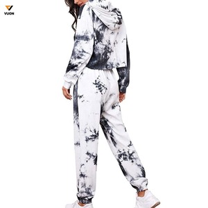 2024 otoño Tie Dye Unisex Casual trajes vendedor señoras sudaderas con capucha pantalones conjuntos XL tamaño dos piezas Jogging conjunto con logotipo personalizado - Product Image 4