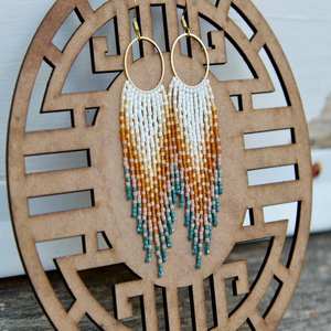 Pendientes Largos de Latón con Cuentas de Piedra Hechos a Mano, Diseño de Semillas, para Mujer, Ideales para Bodas, Fiestas y Mehendi - Product Image 2