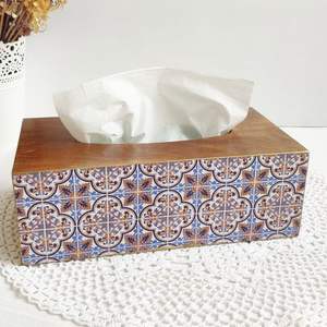 Caja de pañuelos de madera clásica esmalte pintado accesorio de decoración del hogar de lujo - Product Image 5