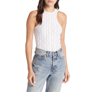 Top da donna Topshop bianco con scollo racerback, in rayon lavorato a maglia traspirante, ideale per la palestra, casual, con scollo quadrato e imbottitura, disponibile anche nella taglia XS - Product Image 1