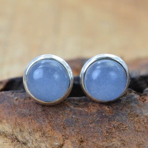 Pendientes de tuerca giratorios de Plata de Ley 925 para niñas, joyería fina hecha a mano, calcedonia, piedras preciosas naturales sólidas, regalos de joyería con sello 925 - Product Image 4