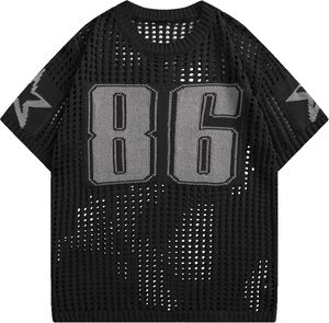 Jersey Vintage con estampado de letras para hombre, Jersey de algodón orgánico 100%, camisa de punto de ganchillo, cómoda camisa de algodón 100% - Product Image 1