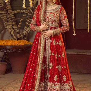 NEW---STUNNING INDIAN/PAKISTANI <b>BRIDAL</b> <b>JACKET</b> & LEHENGA DRESS Embellished WITH DABKA,STONE GLASS BEADS Work for Wedding @ 2022 - Product Image 1
