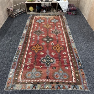 Tapis vintage, tapis de sol de 5,7 x 12,1 pieds, tapis en laine Kilim arc-en-ciel - Product Image 1