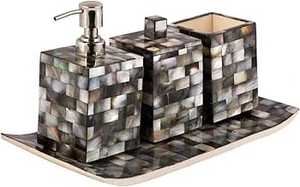 Juego de baño personalizable más vendido, forma rectangular con hueso de cuerno, madre de perla y resina, respetuoso con el medio ambiente e impermeable - Product Image 3