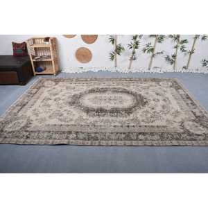 พรมตุรกีวินเทจ ขนาด 6.6x9.8 ฟุต (200x299 ซม.) สีเบจน้ำตาลลายจุด - Product Image 2