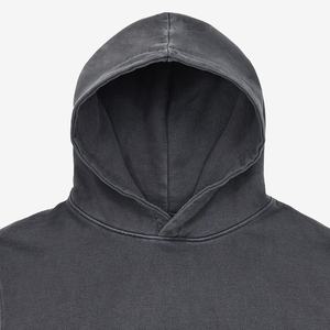 Sudadera con Capucha Negra Desgastada, Lavada al Ácido, 100% Algodón, 400 GSM, Peso Pesado, Sudadera Vintage para Hombre, Invierno - Product Image 3