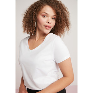 ETHIQUET Loren Body da donna in cotone, vestibilità regolare, scollo a V, manica corta, taglie forti - Product Image 4