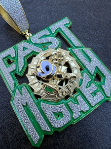 Custom Fast Money Pendant for Men Iced Out Moissanite Hip Hop <b>Jewellery</b> in Gold and Silver Tone - Product Image 3