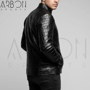 Veste en cuir texturé pour homme, couleur noire, design gaufré de qualité supérieure, vêtement d'extérieur élégant, matière confortable et durable - Product Image 4