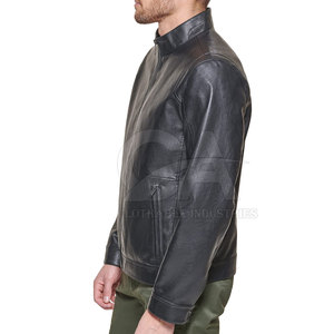 Fashionable Men <b>Leather</b> <b>Jacket</b> with <b>Long</b> Sleeves Secure Fastening Functional Storage Front Logo Breathable for Daily Wear - Product Image 2