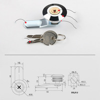 Kete MS401 Boîte de distribution Serrure à came universelle pour porte d'armoire Serrure à cylindre en laiton à clé croisée