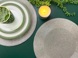 Customized Handmade Luxury Traditional Indian Floral Beaded Placemats 13x13 Inches Eco-friendly Reusable <b>Glass</b> Beads Home - Product Image 5