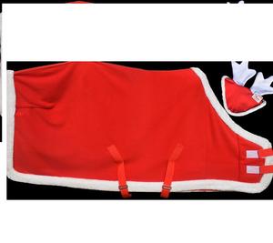 แผ่นผ้าห่มพรมฟลีซคริสต์มาสสําหรับม้าสวมเครื่องแต่งกายแฟนซีพร้อมฝาครอบหู - Product Image 1