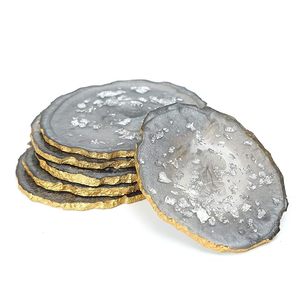 Posavasos de resina de la mejor calidad con diseño de cristal de geoda estilo amor y acentos metálicos para decoración del hogar Artesanía de resina Premium - Product Image 2